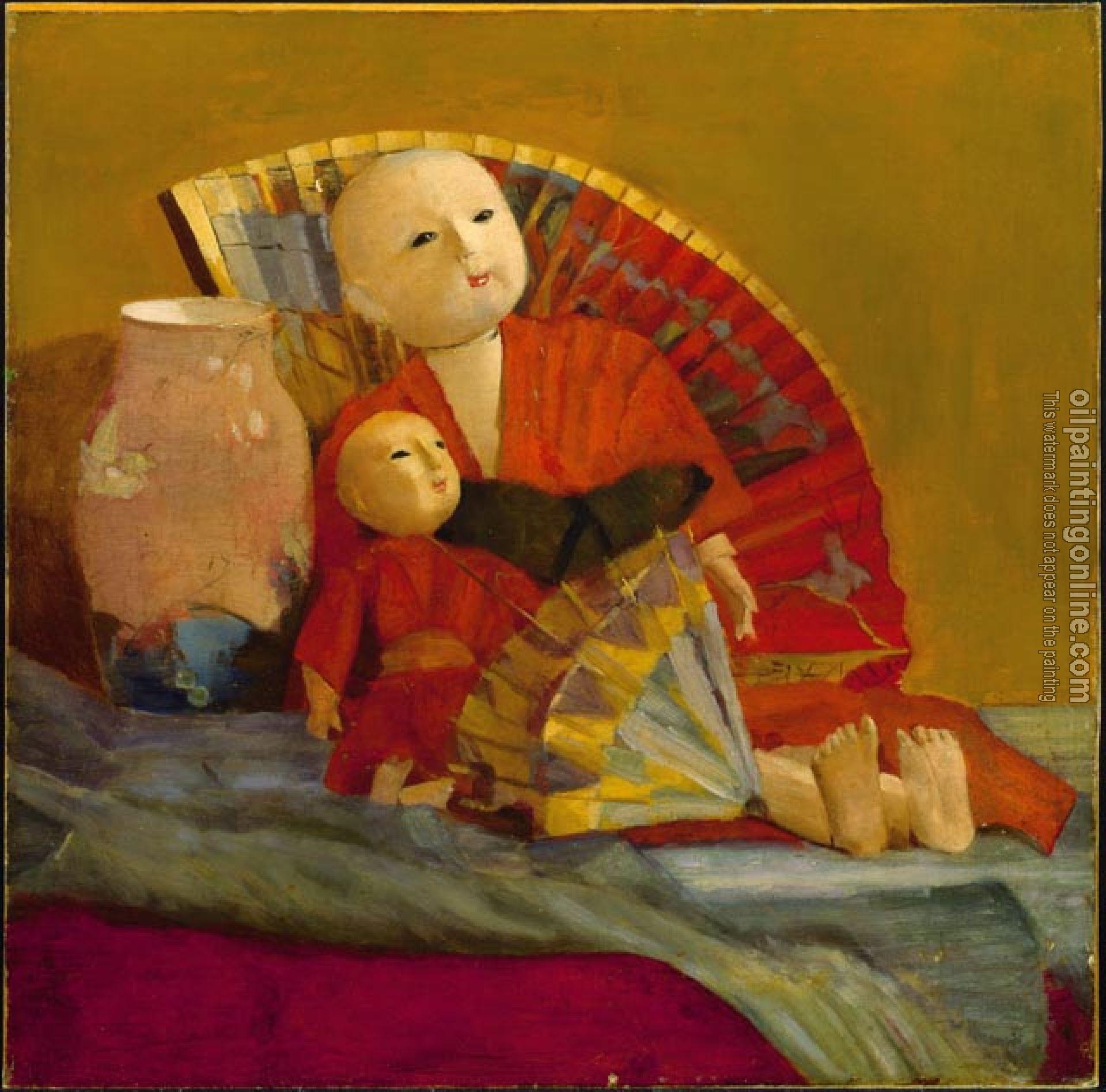 Paul Peel - Japanese Dolls and Fan